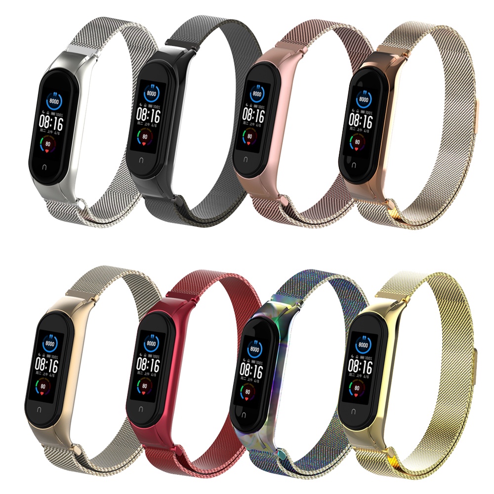 Dây đeo thay thế bằng thép không gỉ cho Xiaomi Mi Band Miband 3 4 5 6