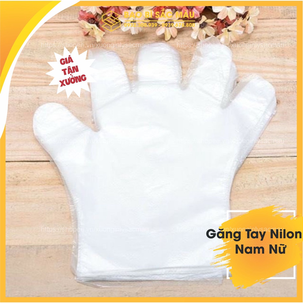 1Kg Găng tay Nilon sử dụng 1 lần có 2 size Nam và Nữ