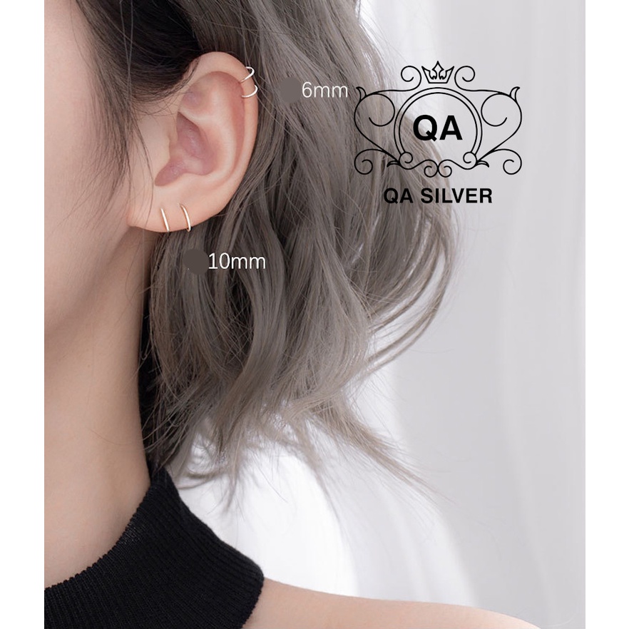 Khuyên tai bạc 925 xoắn lò xo kẹp vành bông nam nữ cuộn tối giản S925 MINIMAL Silver Earrings QA SILVER EA190911