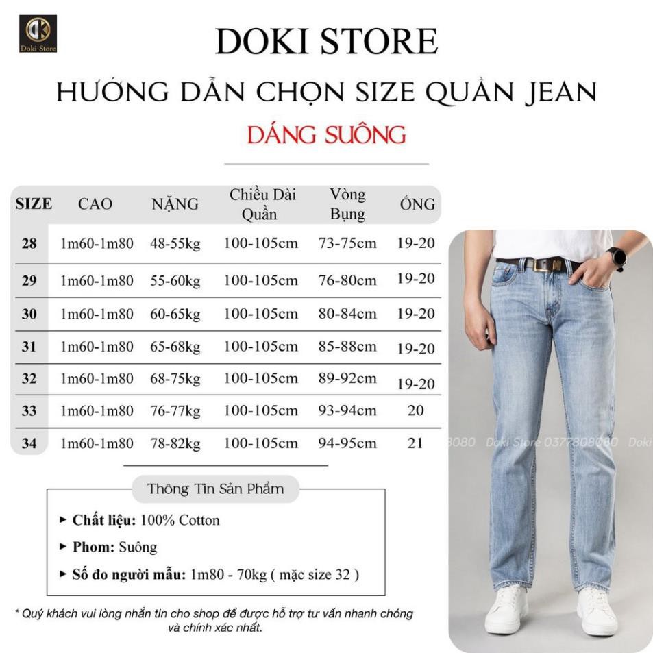Quần Jean Nam Cao Cấp, quần jean ống rộng, ống Suông nhiều màu, vải cao cấp mềm ko co giãn, Doki Store ་