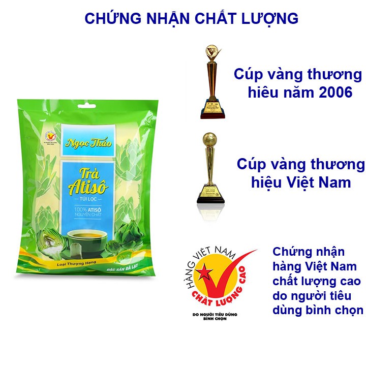 Bộ 2 gói trà Atiso túi lọc Ngọc Thảo Đà Lạt gói 200 túi loại thượng hạng trà giảm cân đồ uống thanh nhiệt giải độc gan