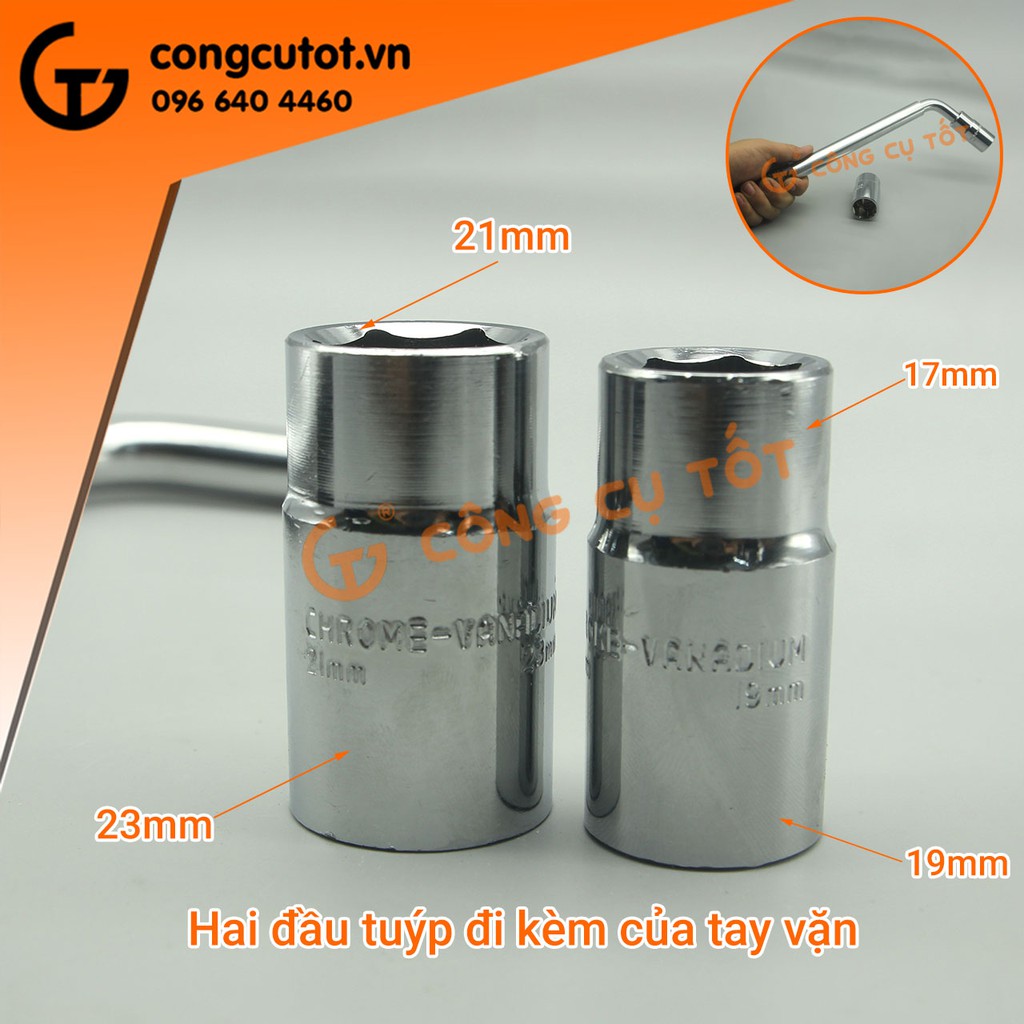 Bộ tay vặn ốc thay lốp xe bốn cỡ 17/19/21/23mm