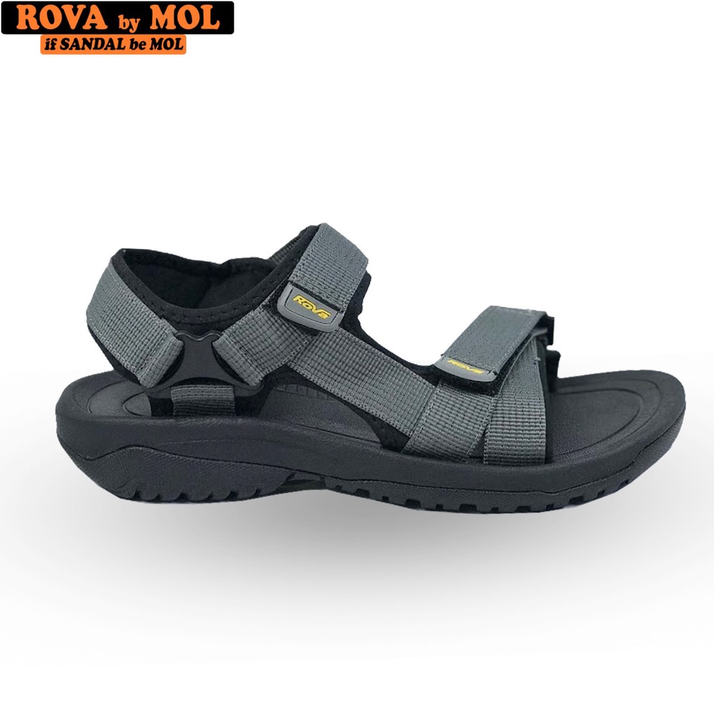 Giày sandal nam hiệu Rova siêu bền quai ngang đế cao su quai dù đi làm đi học màu xám mã RV866