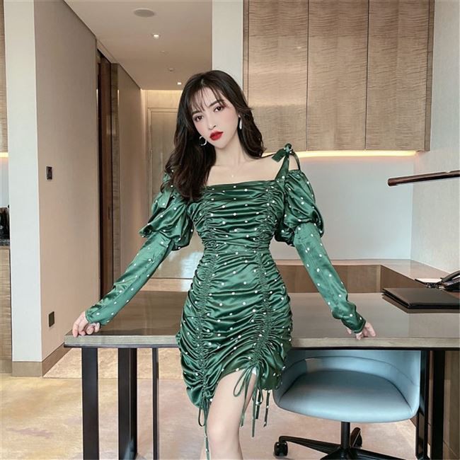 [Mã FASHIONGREEN94 giảm 10% tối đa 30K đơn 99K] Đầm nữ cao cấp họa tiết chấm bi Quảng Châu