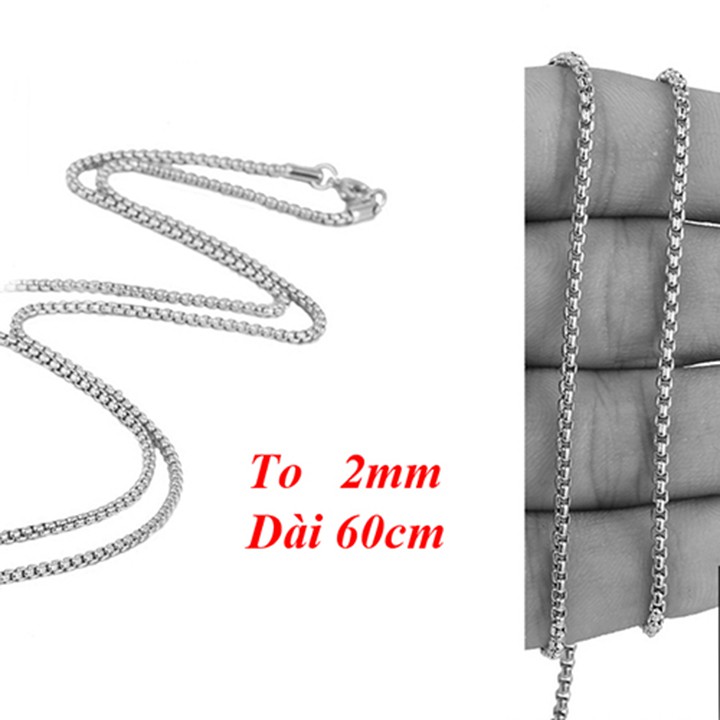 Dây chuyền nam inox 2ly kiểu bông dừa khít