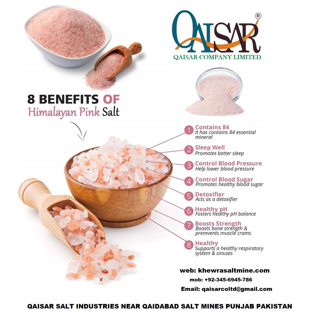 Combo 2 muối hồng himalayan QAISAR tinh khiết nhập khẩu dạng thô/mịn dùng nấu ăn, thải độc, ăn kiêng