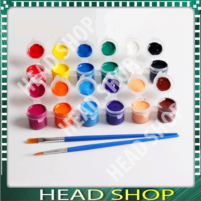 BỘ 12 MÀU NƯỚC TẶNG KÈM 2 CHỔI CỌ VẼ TRANH SƠN DẦU, TÔ TƯỢNG CHO BÉ HEADSHOP