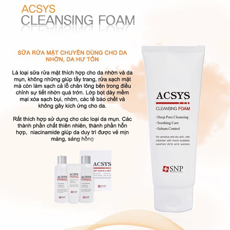 Sữa Rửa Mặt Da Mụn SNP ACSYS Sạch nhờn ngừa mụn | BigBuy360 - bigbuy360.vn