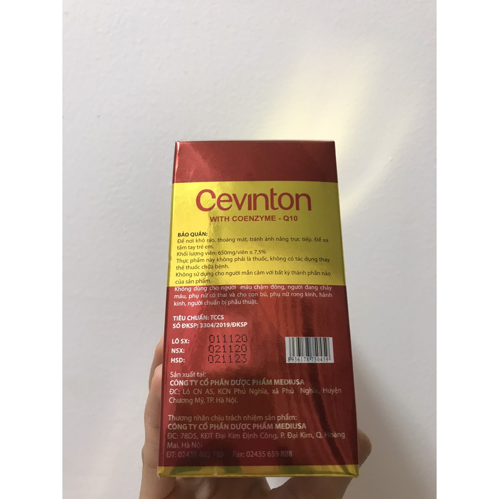 Hoạt huyết dưỡng não Cevinton giảm đau đầu chóng mặt (hộp 100viên ) | BigBuy360 - bigbuy360.vn