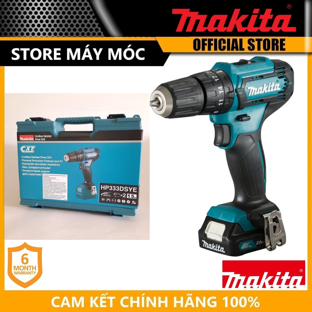 MÁY KHOAN BÚA VẶN VÍT DÙNG PIN 12V 28N.M MAKITA HP333DSYE- HÀNG CHÍNH HÃNG