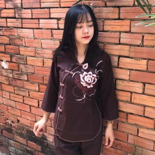 Áo lam đi chùa# đồ đi chùa # sẩm xen vẽ