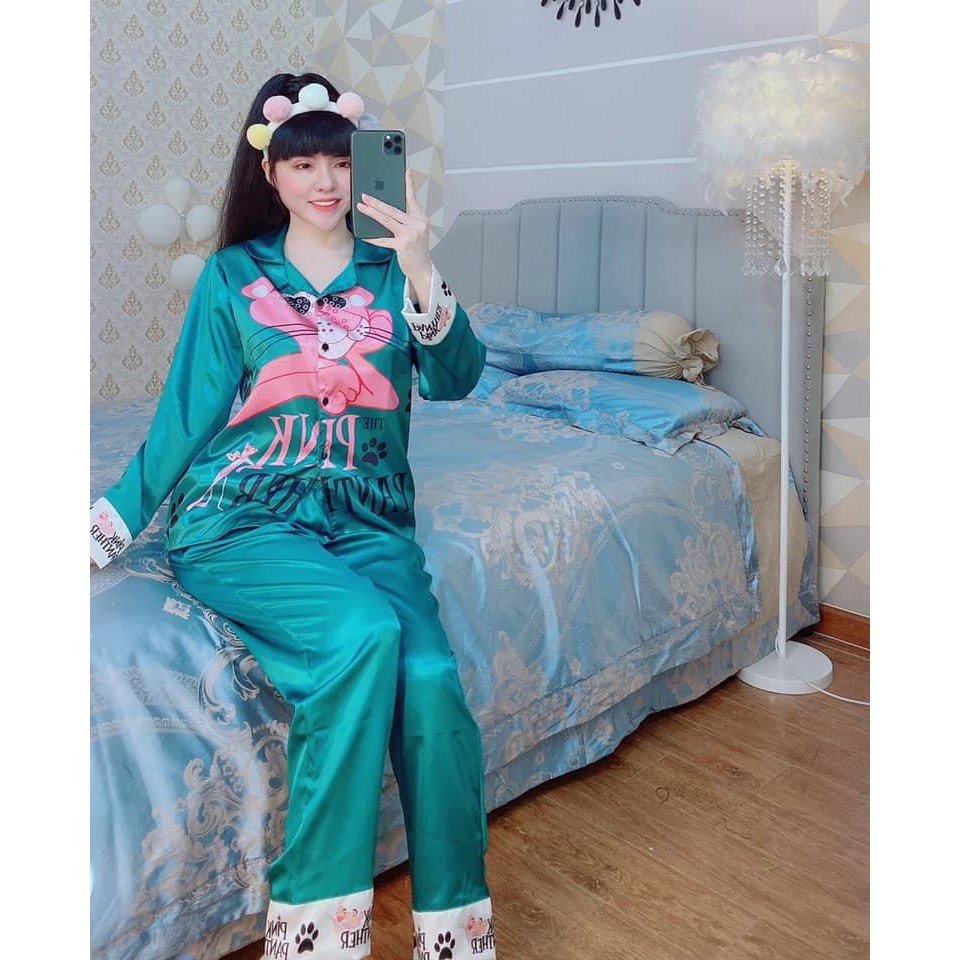 Pizama phi lụa chú báo hồng | BigBuy360 - bigbuy360.vn