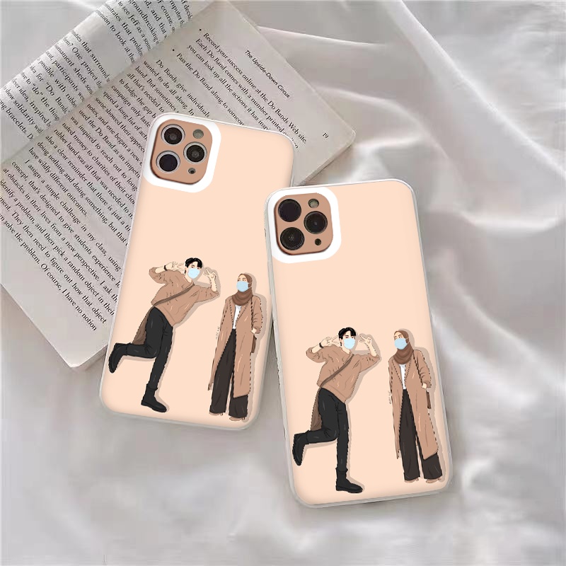 Ốp Lưng hình nền couple/cặp đôi trai gái nhí nhảnh Ốp Lưng Điện Thoại iPhone 11 12 Pro Max 7 8 6 6S 6S Plus X XR XS Max