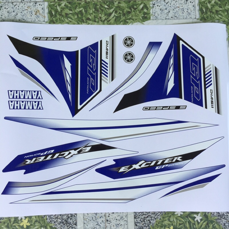 Tem rời Exciter 2011 - Tem GP 2012 xanh trắng - Tùy chỉnh theo yêu cầu - Tem chế Exciter 135 chất lượng cao