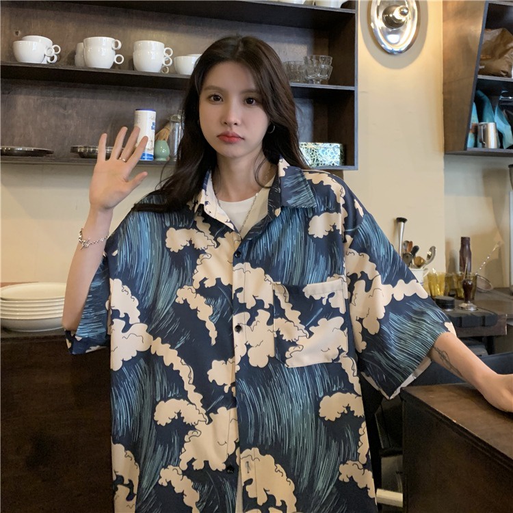 Áo Sơ Mi Ngắn Tay Dáng Rộng In Họa Tiết Cá Tính Theo Phong Cách Mùa Hè Dành Cho Nữ