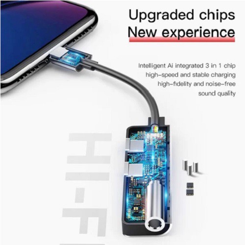 Cáp chuyển 3 in 1, Bộ chuyển 3 in 1, Jack chuyển 3 in 1 Vừa Sạc Vừa Nghe Baseus L52 Cho Iphone7->11 - Bảo hành 12 tháng