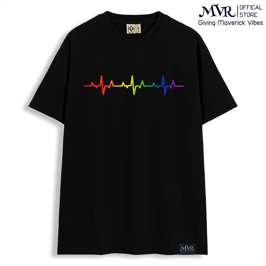 Áo Phông Basic Vải Thun Cotton Mát Áo Thun Nam Nữ Hình In Nhịp Tim 7 màu Phong Cách LGBT Nhiều Màu Đen Đỏ Đô MVR KK6011