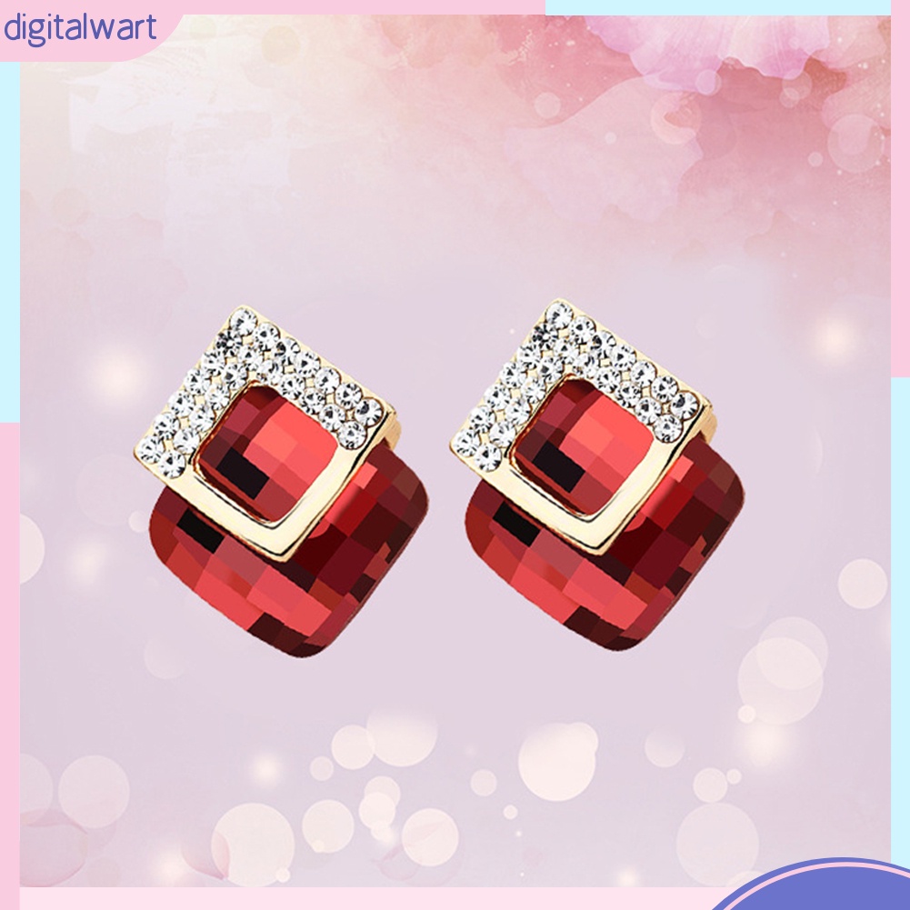 Khuyên tai hình vuông đính đá thời trang sành điệu cho nữ