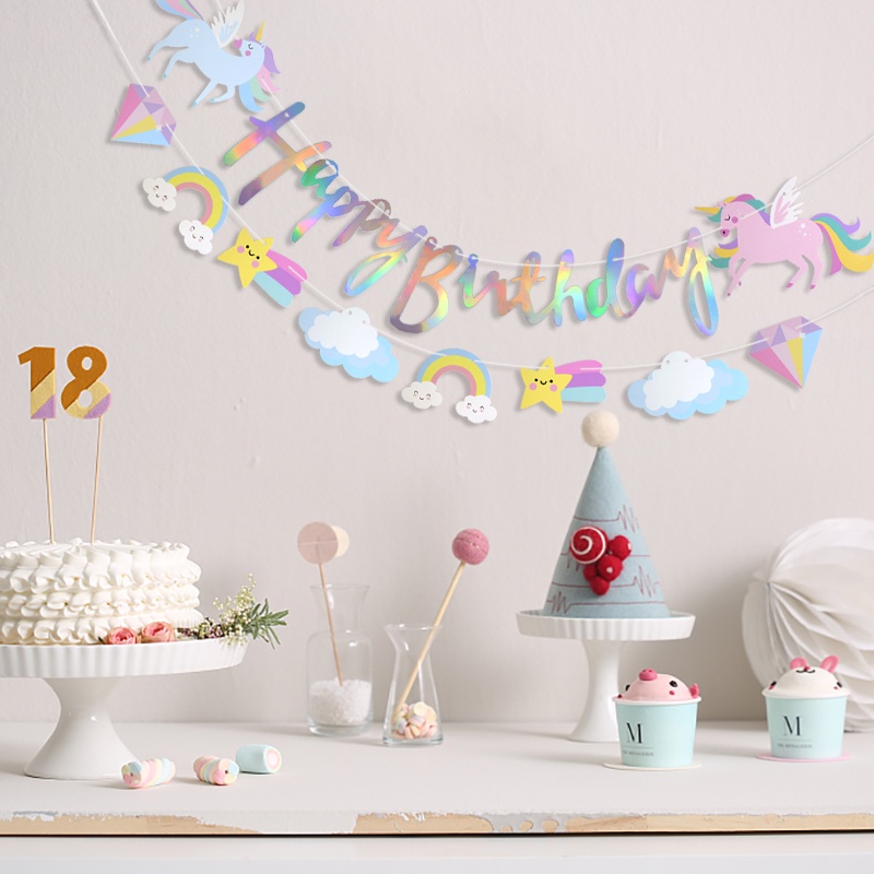 1 Bộ Cờ Cầu Vồng 2M Dùng Trang Trí Tiệc Sinh Nhật Cho Bé