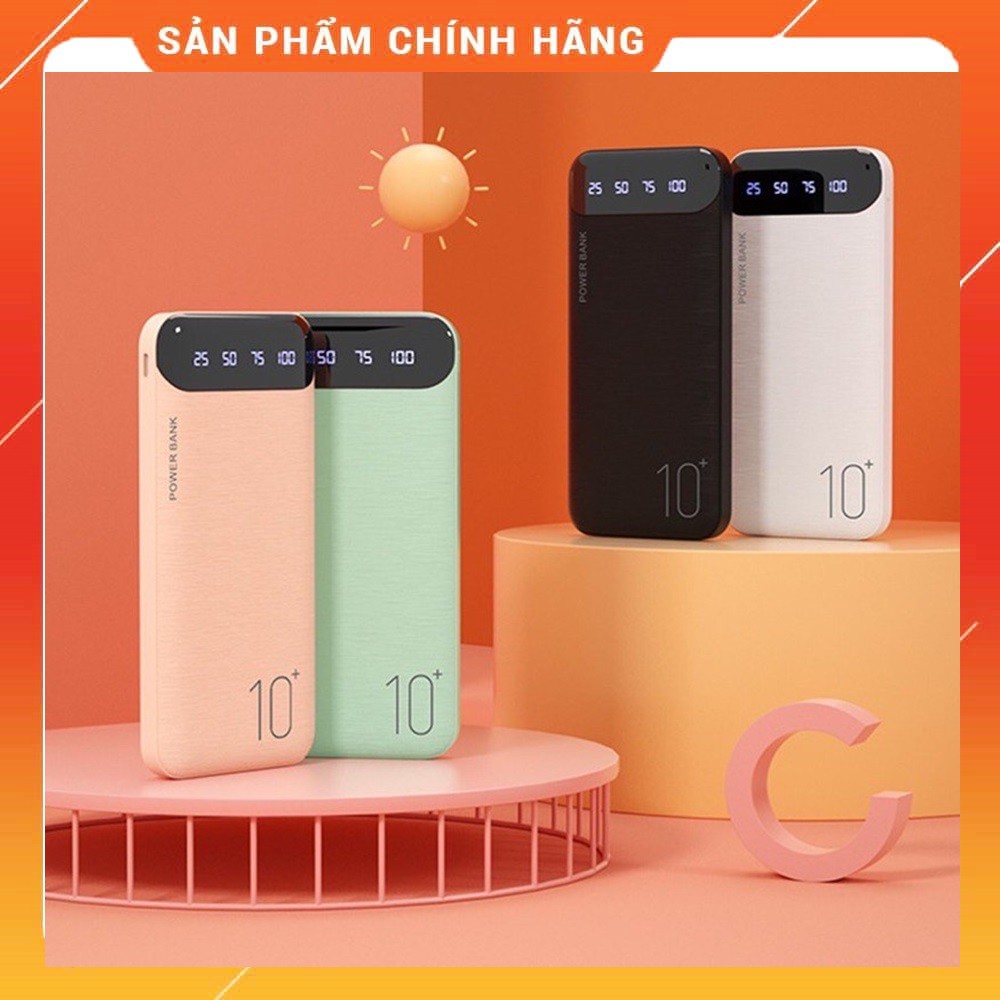 Sạc Dự Phòng 10000mAh,Bảo hành 12Tháng, Đèn Led Hiển Thị Pin, 2 Cổng Sạc USB, Chính Hãng Remax WK-16