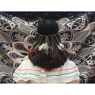 Dây quấn đầu (headband) gắn lông vũ phong cách boho