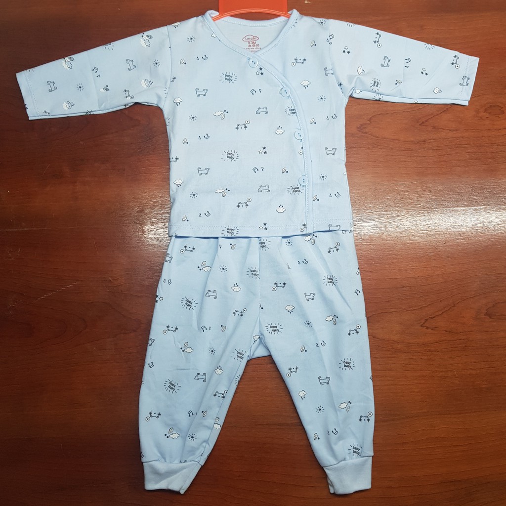 Bộ Dài Tay Cho Bé Sơ Sinh Khuy Lệch In Họa Tiết 3-9kg BR54 _ B2