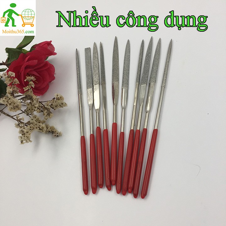 Bộ dũa hợp kim – kim cương mini 10 món loại 140 x 3mm