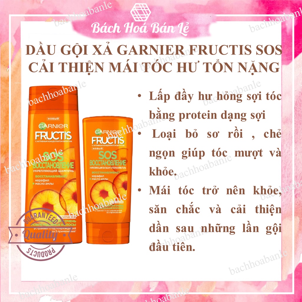 Dầu gội Xả Garnier Fructis SOS Cải thiện mái tóc hư tổn nặng