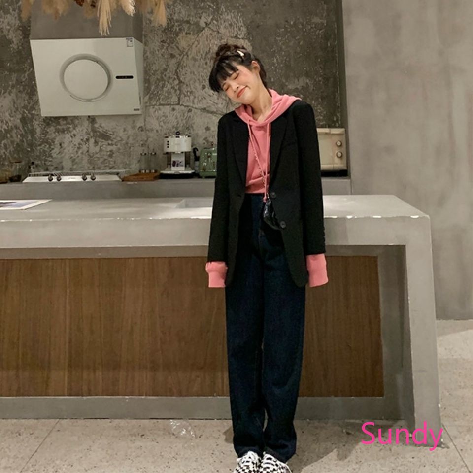 Áo Khoác Blazer Dáng Rộng Phong Cách Hàn Quốc Thời Trang Mùa Thu Dành Cho Nữ