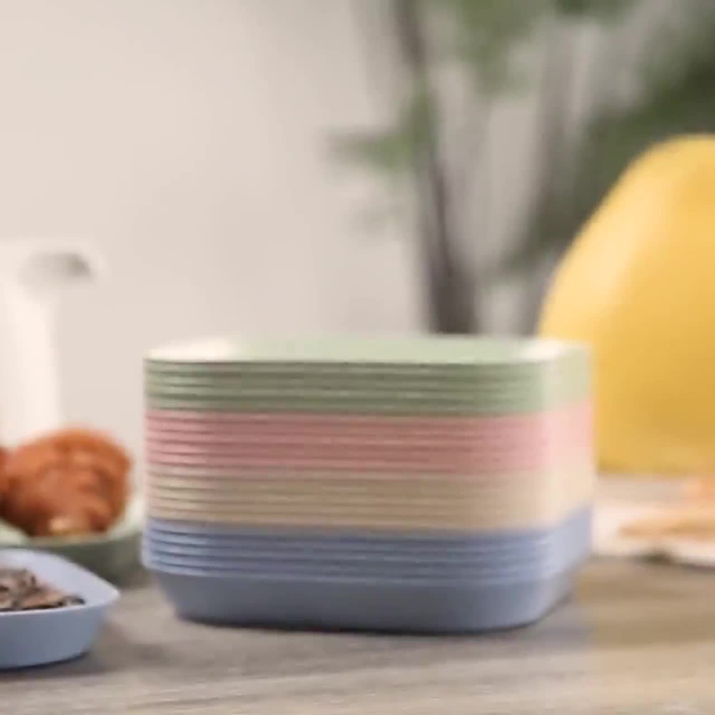 Set 8 đĩa nhựa lúa mạch ⚡FREESHIP⚡ Set 8 Đĩa nhựa lúa mạch an toàn sức khỏe không độc hại bền nhẹ tiện dụng cho gia đình