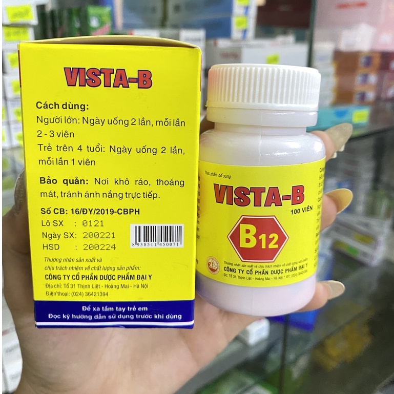 VISTA B12 Lọ 100 viên - Bổ Sung Vitamin Nhóm B