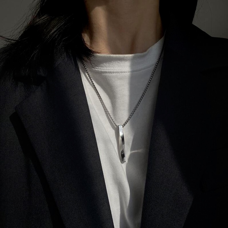 Vòng cổ bằng thép titan mặt dây hình xoắn ốc đơn giản phong cách hip hop thời trang cho nam nữ