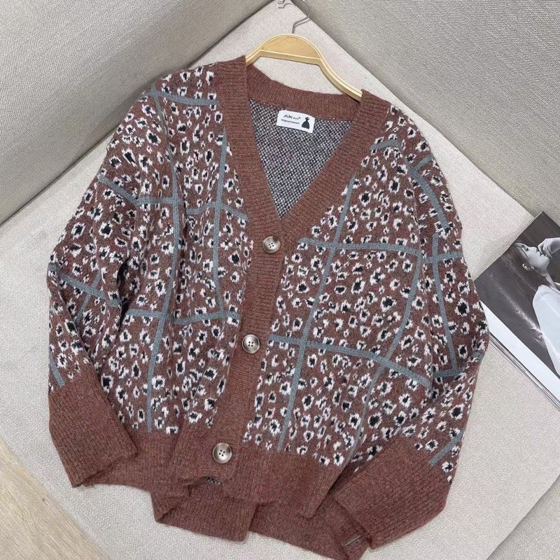 Áo khoác cardigan len báo kẻ siêu dày ấm Ulzzang style  Hàng Quảng Châu
