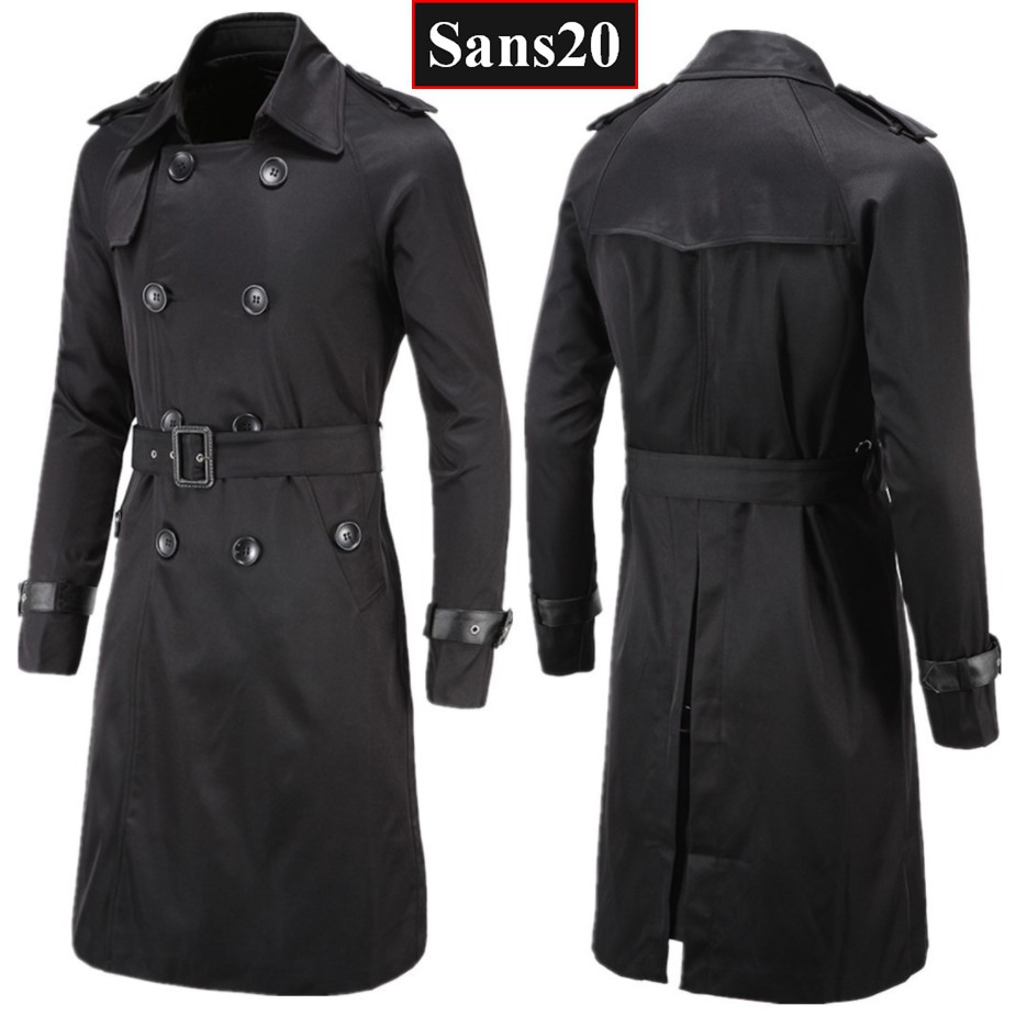 Áo khoác kaki nam dáng dài Sans20 măng tô cao cấp khaki kèm đai mangto hàn quốc trench coat men bigsize 80KG 2XL 3XL 4XL