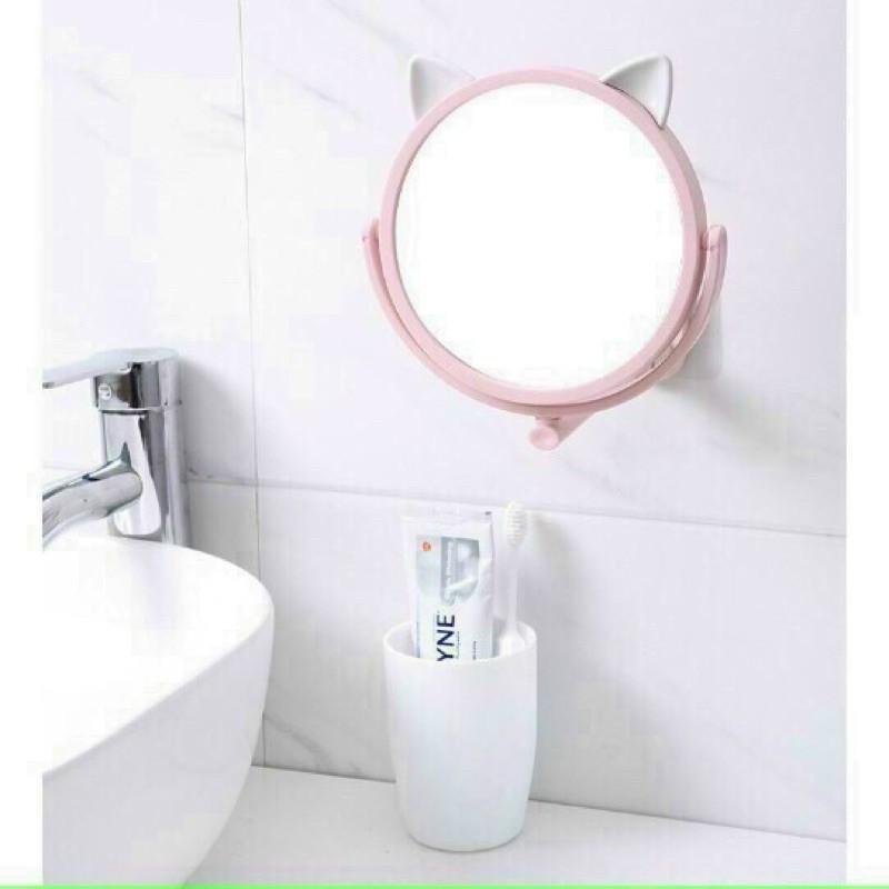 Gương trang điểm gắn tường tai thỏ đáng yêu size 14*20cm