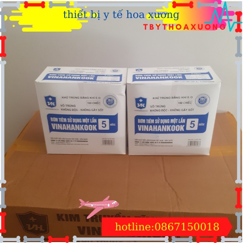 [100 ông]Bơm tiêm Vinahankook 5cc-5ml[thietbiytehoaxuong]