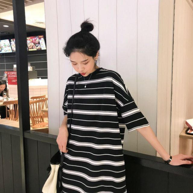 /-heart Đầm maxi kẻ cực đẹp, chất cotton dệt  sọc chuẩn y hình, mịn mát bao thoải mái /