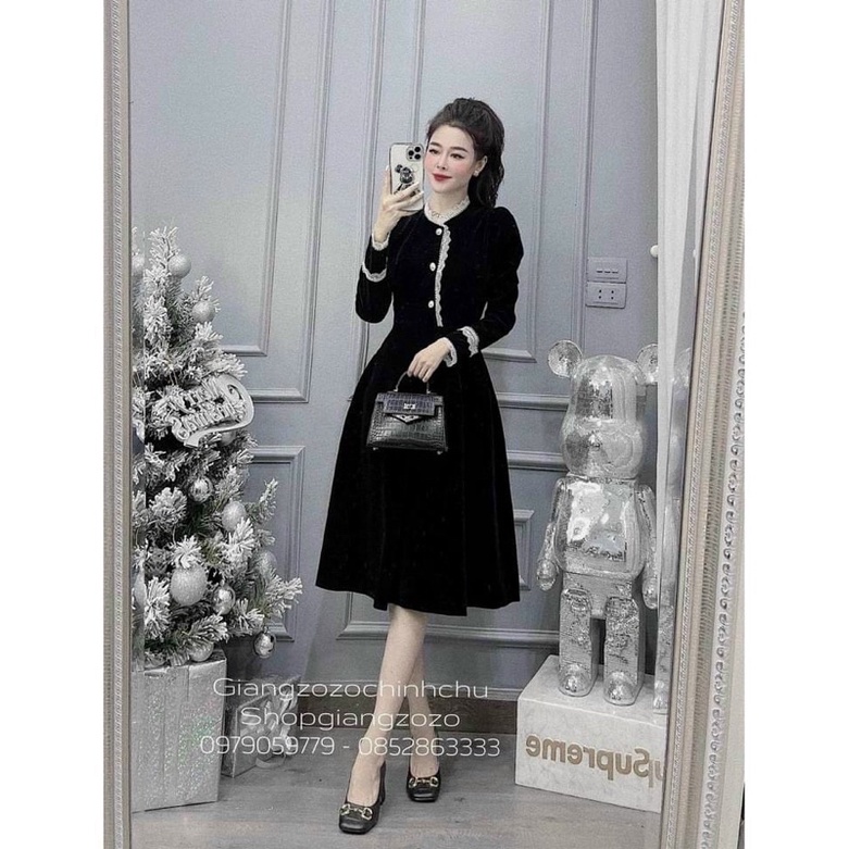 Váy nhung phối ren