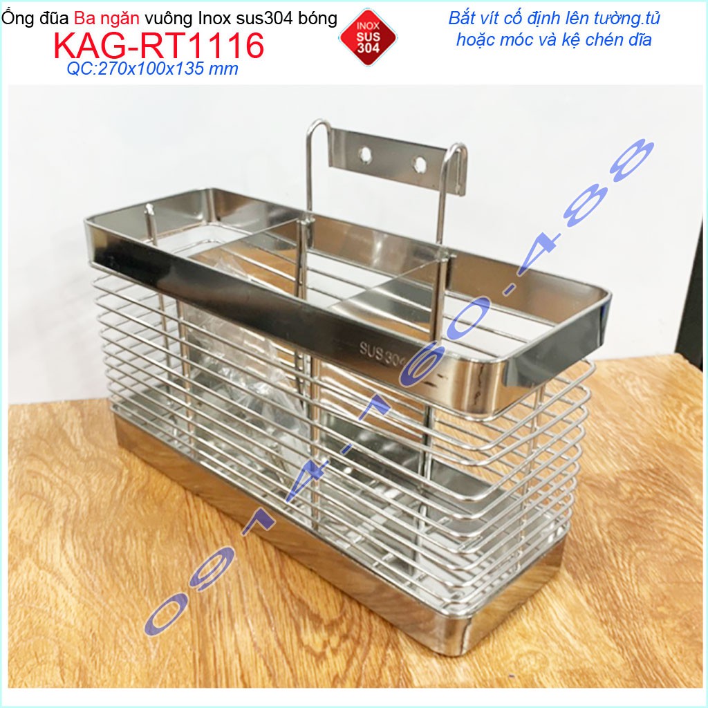 Ống đũa 3 ngăn KAG-RT1116 , kệ đũa 3 ngăn ống đựng đũa nhà bếp Inox SUS304 siêu bền giá tốt sử dụng tốt