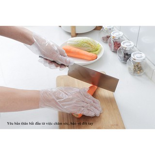 Set 100 Găng Tay Nylon Cao Cấp Trong Suốt Tự Phân Hủy Tiện Lợi An Toàn Môi Trường GTN01