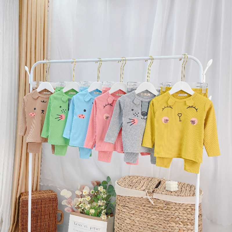 Bộ thu đông dài tay cho bé trai/bé gái chất thun gân mềm mại