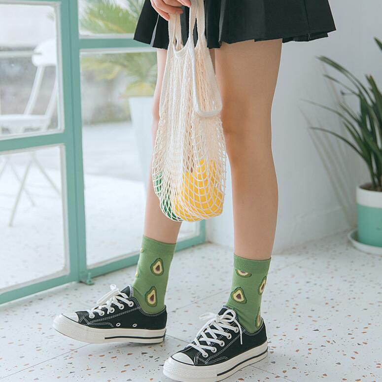 Vớ WAFNHA D278 cotton cổ cao in họa tiết đáng yêu dành cho học sinh