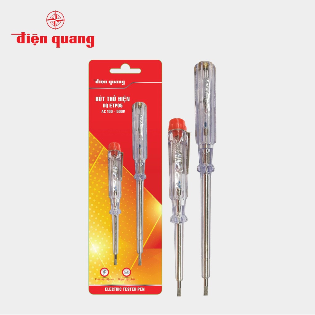 Bộ bút thử điện Điện Quang ĐQ ETP05 (Bộ 2 cây, đầu vít dẹp, 190 mm và 140 mm)