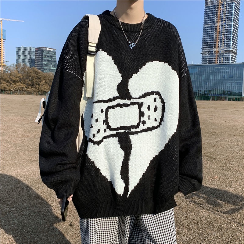 Áo Sweater Cổ Tròn Dáng Rộng Thiết Kế Mới Thời Trang Mùa Đông Theo Phong Cách Hồng Kông Dành Cho Cặp Đôi