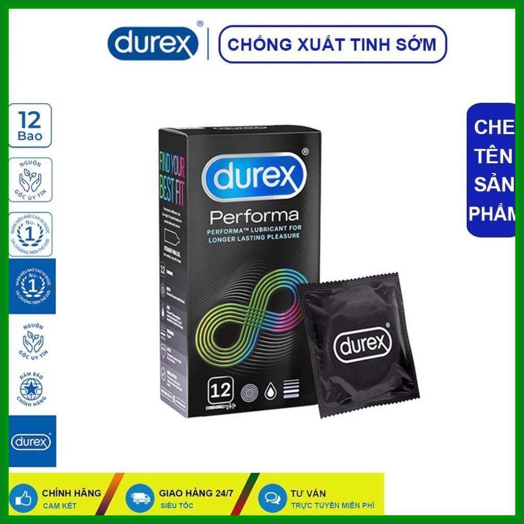 [BÁN RẺ LẤY ĐÁNH GIÁ 5*] Durex, Bao cao su Durex performa hộp 12cps, Bao Cao Su Kéo Dài Thời Gian, Chống Xuất Tinh Sớm.