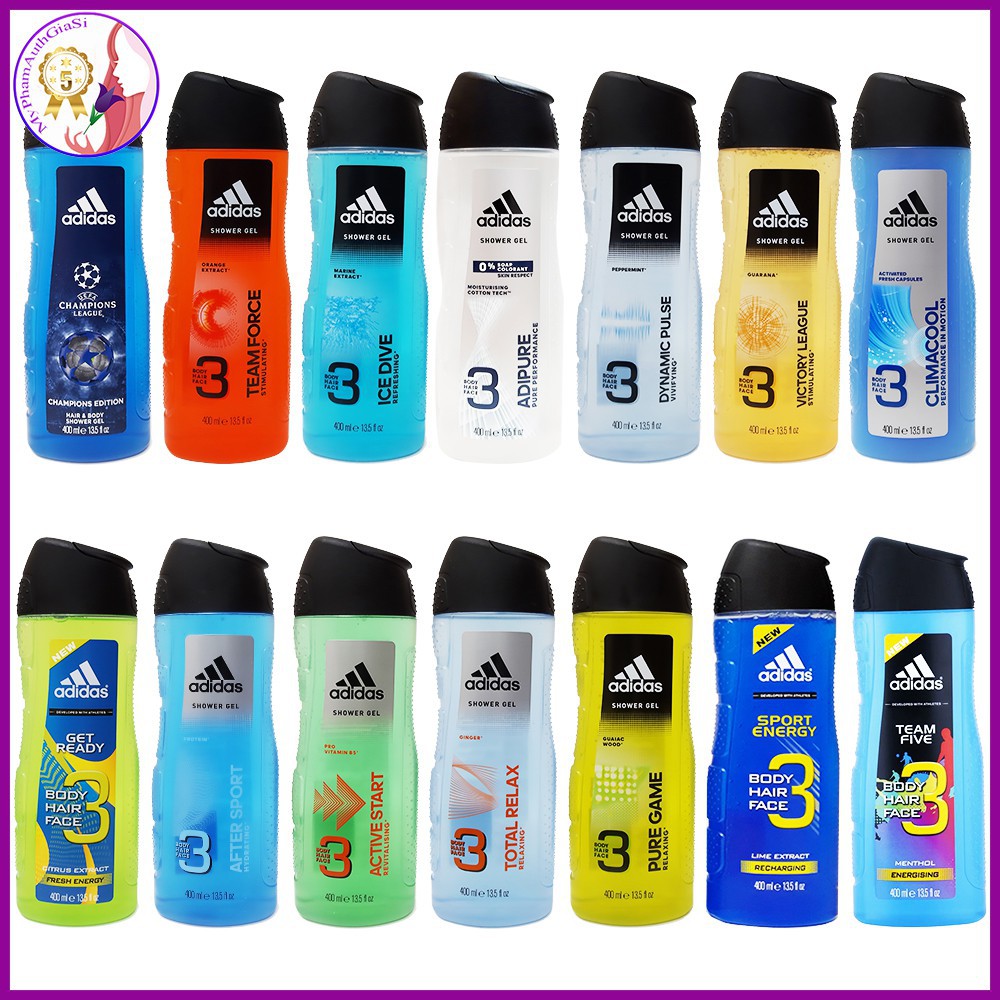 ADIDAS DẦU GỘI SỮA TẮM SỮA RỬA MẶT 3 IN 1 ADIDAS 400ML FRANCE PHÁP