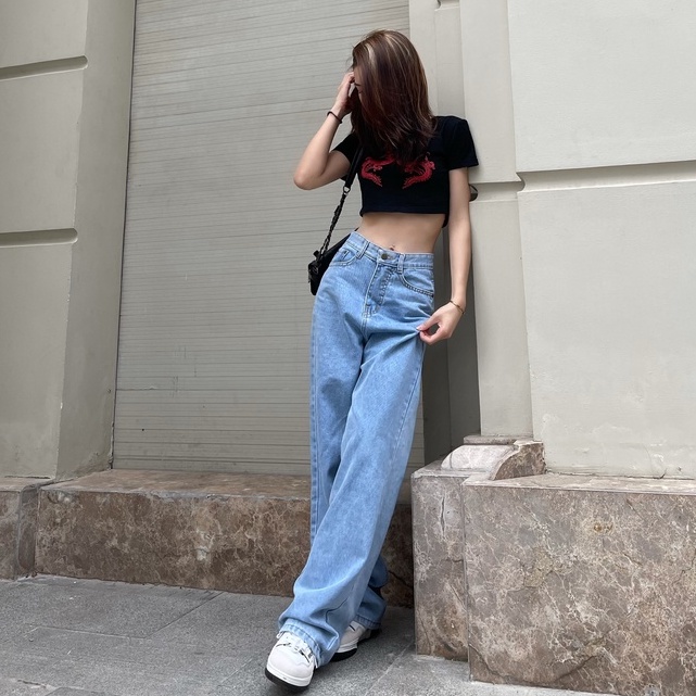Quần Jean Nữ Ống Suông Lưng Cao 2022, Quần Bò Nữ Lưng Cao Ống Rộng Chất Vải Dày Tôn Dáng HIGH CUL | BigBuy360 - bigbuy360.vn