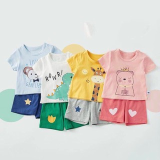 Bộ cộc thun lạnh bé trai bé gái xuất hàn chất mát