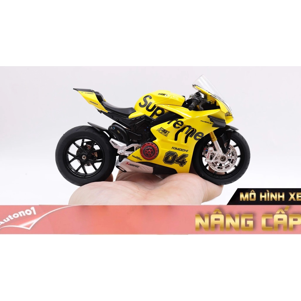 MÔ HÌNH XE ĐỘ DUCATI SUPREME V4S YELLOW - SUPREME V4S YELLOW NỒI KHÔ TỈ LỆ 1:12 AUTONO1 D222G D223G