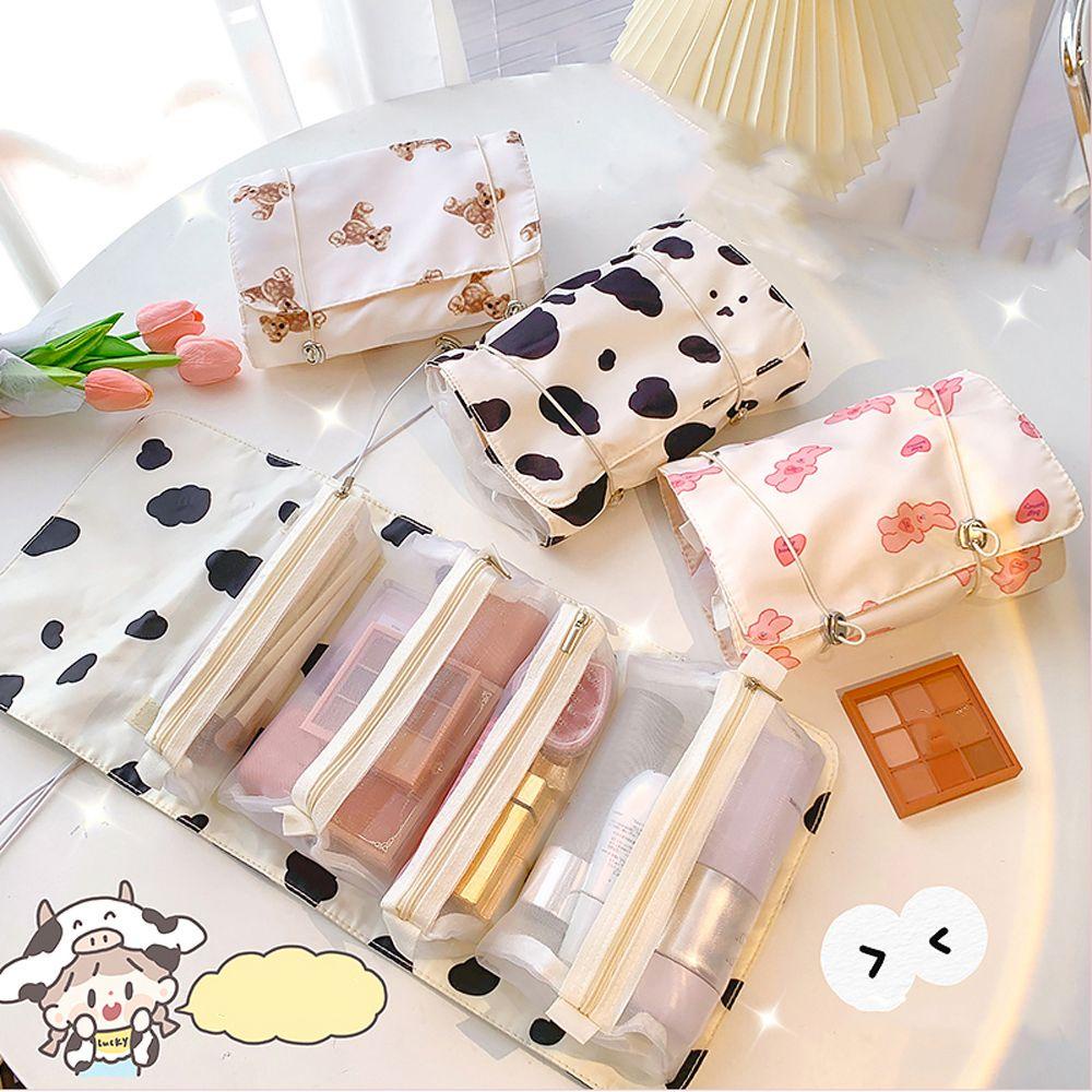 OCEANMAP Túi Đựng Mỹ Phẩm Cỡ Lớn Họa Tiết Thỏ / Gấu Đáng Yêu Tiện Dụng Mang Theo Du Lịch Cho Nữ